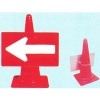 コーンサイン・矢印・赤白（後部輪っか付・左右標示可能・アルポリック製）